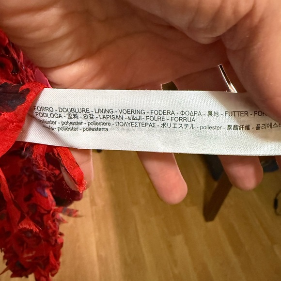 Zara Vibrant Red and Blue Textured Blouse - Picture 6 of 8